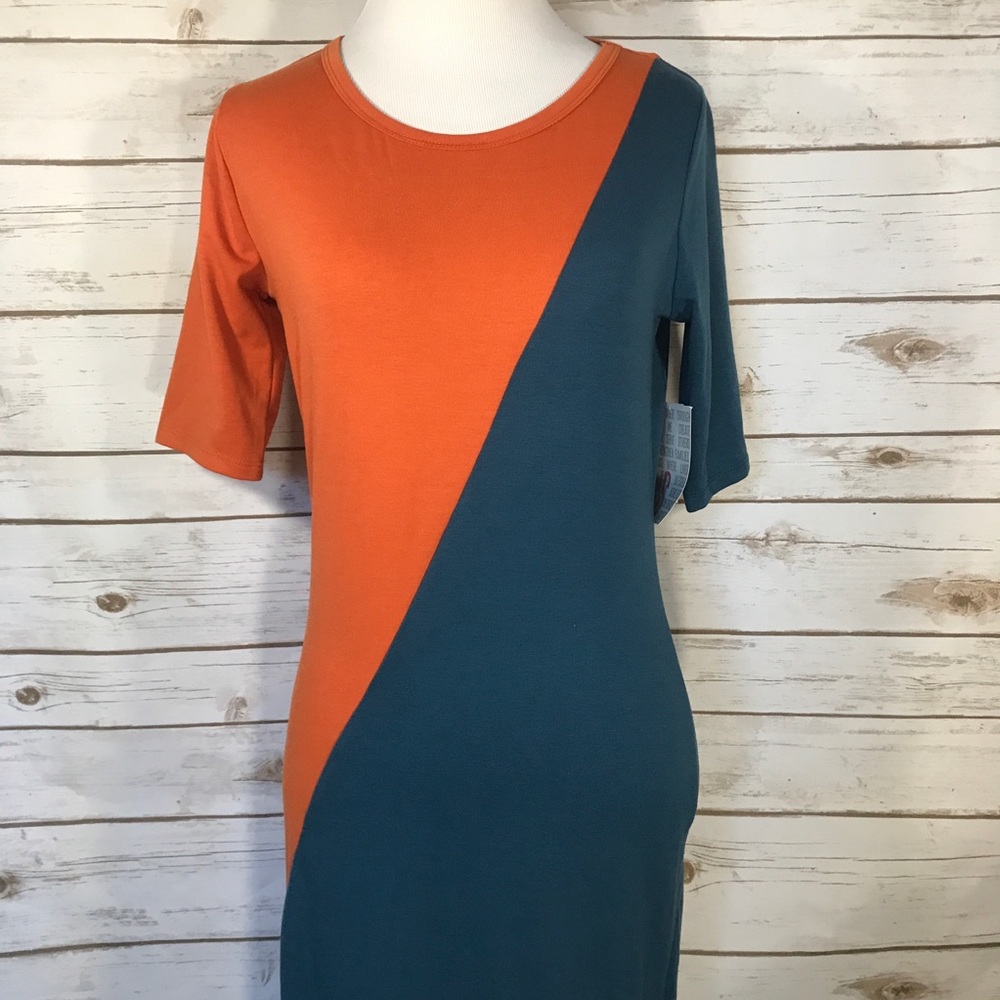 LuLaRoe S Diagonal Colorblock Julia Dress NWT